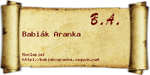 Babiák Aranka névjegykártya