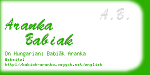 aranka babiak business card